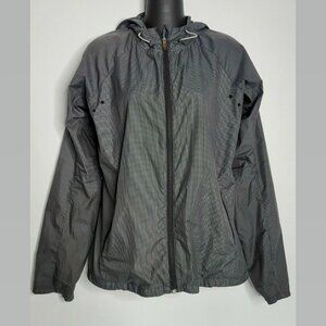 Nike Women 542213 Vapor Lightweight Running Jacket Black Gray Check Hoodie Flaw